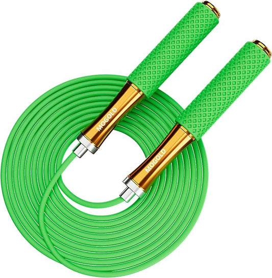 5mm PVC Jump Rope For Men Women - Dual Ball Bearing -Metal Handle Core Covered Rubber Grip- Adjustable 10ft long Skipping Rope - Good For Workout Fitness Weight loss
