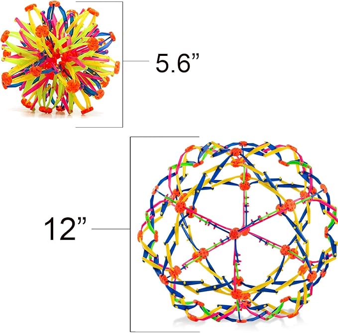 4E's Novelty Expandable Breathing Ball Sphere (4 Pack) Toy for Kids Stress Reliever Fidget Toys for Yoga Anxiety Relaxation Expands from 5.6" to 12"
