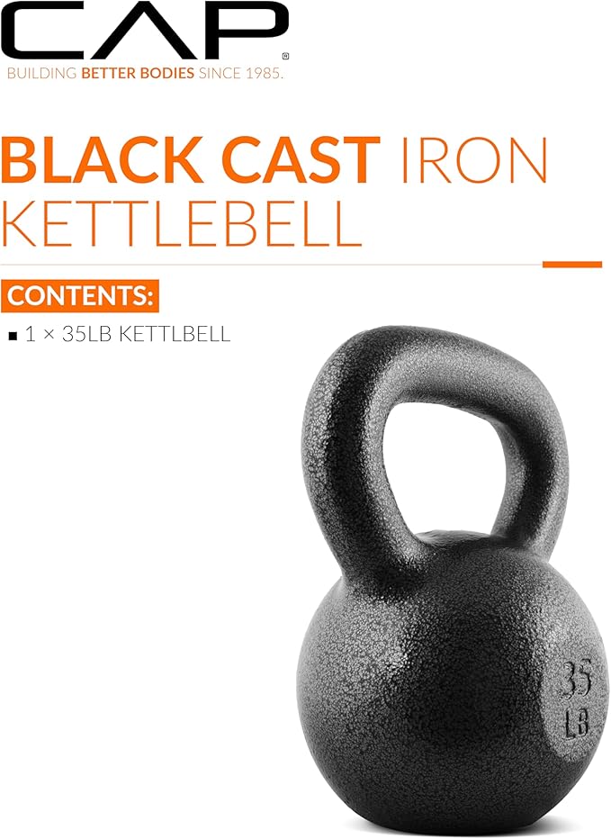 CAP Barbell Black Cast Iron Kettlebell Single or Set | 10-80 Lbs