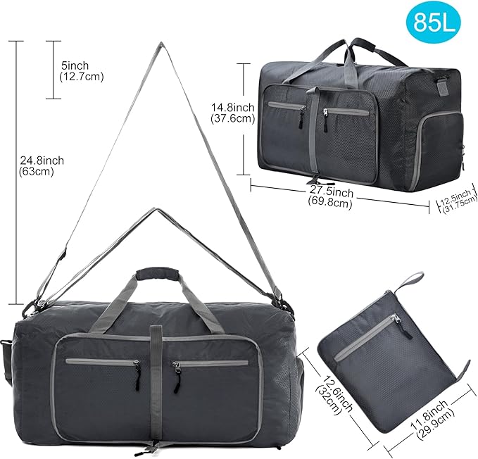 Felipe Varela Duffle Bag with Shoes Compartment and Adjustable Strap,Foldable Travel Duffel Bags for Men Women,Waterproof Duffel Bags