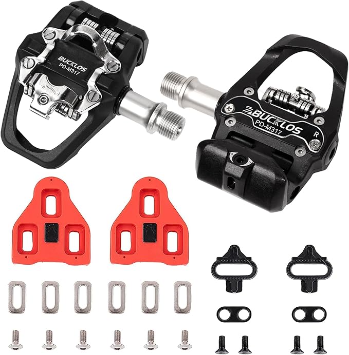 BUCKLOS Look Delta, SPD Spin Bike Bicycle Clip Pedals - Compatible with Peloton & Shimano SPD Fit Road Bike/Indoor Outdoor Cycling (9/16'' Clips Pedal Replacement)