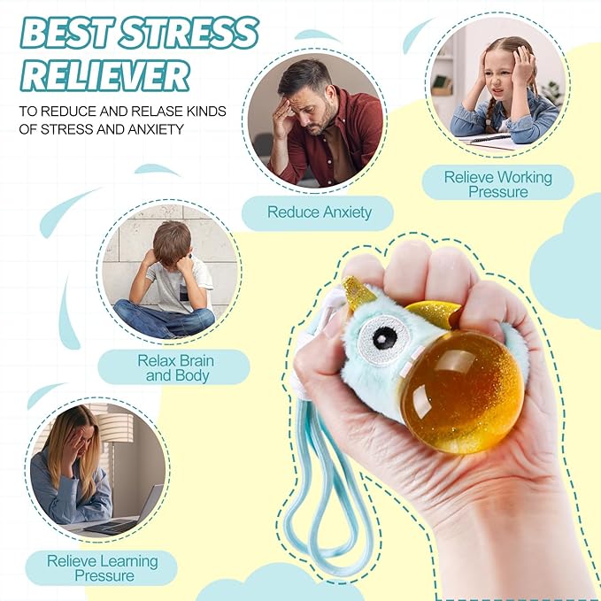 3 Pack Squishy Stress Plush Toys, Squishy Balls for Kids Adults Relief, Taba Squishies Keychain Decoration Squeeze Ball, Cute Fidget Toy Gifts