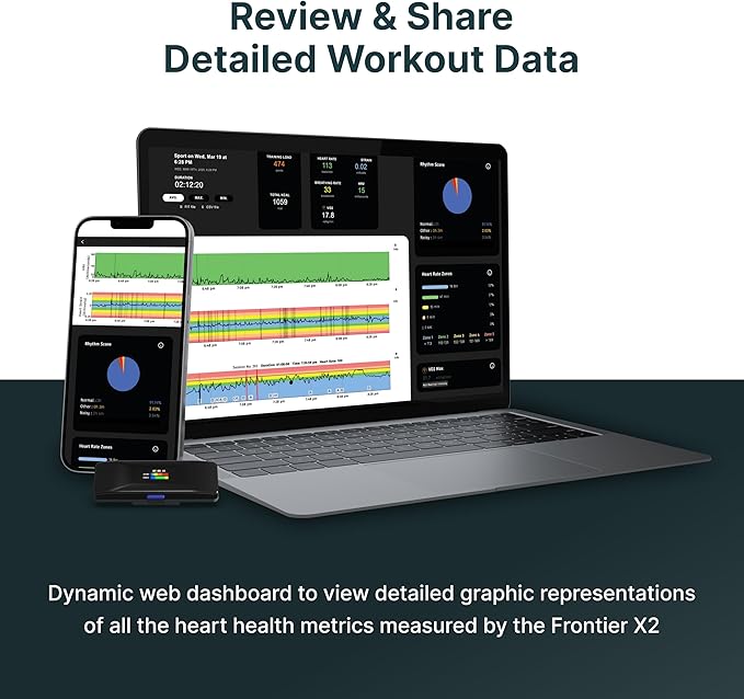 Frontier X2 Smart Heart Rate Monitor Chest Strap, Wearable Heart Rate Monitor with Strain, Breathing Rate, Real Time Vibration Alerts and 20+ Fitness Activities with Continuous Heart Monitoring