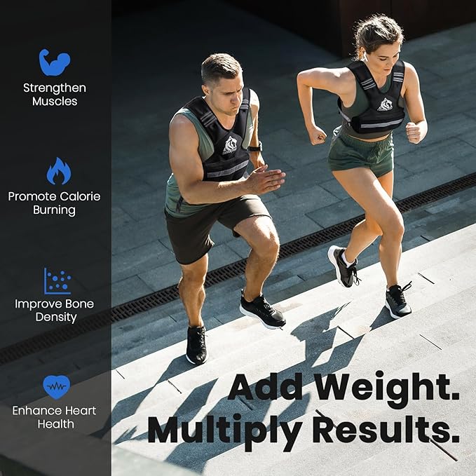 LIONSCOOL Weighted Vest for Men and Women, 4-10LB/11-20LB/20-32LB Adjustable Body Weight Vest with 6 Ironsand Weights & Reflective Stripes for Weight loss, Walking, Running, Cardio and Strength Training