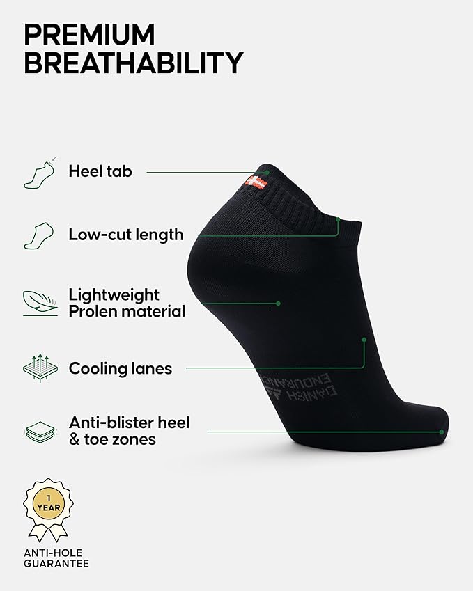 DANISH ENDURANCE Low-Cut Athletic Socks, Moisture Wicking, Men & Women, 3-Pack