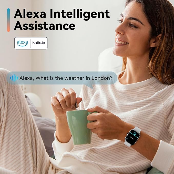 ENOMIR Smart Watch for Men Women, Alexa Built-in Fitness Tracker with Call Function&1.8" HD Touchscreen, 5ATM Waterproof Heart Rate/Sleep/SpO2 Monitor, 100+ Sport Modes, iOS Android Compatible, White