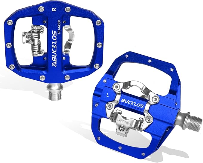 BUCKLOS SPD Pedals PD-M680 Mountain Bike Clip in SPD Flat Combo Dual Sided Pedals - Road Bike MTB Clipless Sealed Bearing Bicycle Clips Pedal Compatible with Shimano SPD Cleats (Black…