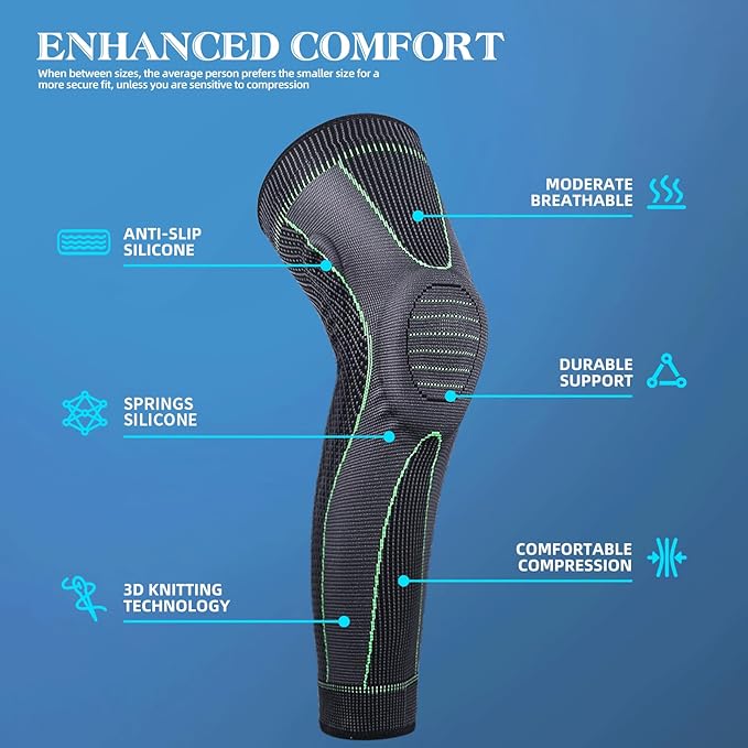 Full Leg Sleeves Long Compression Leg Sleeve Knee Sleeves Protect Leg, for Man Women Basketball, Arthritis Cycling Sport