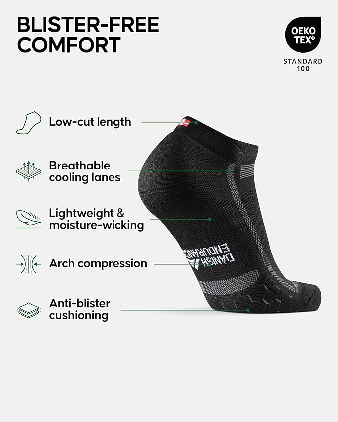 DANISH ENDURANCE Ultra-Comfort Ankle Running Socks - 3 or 5 Pack