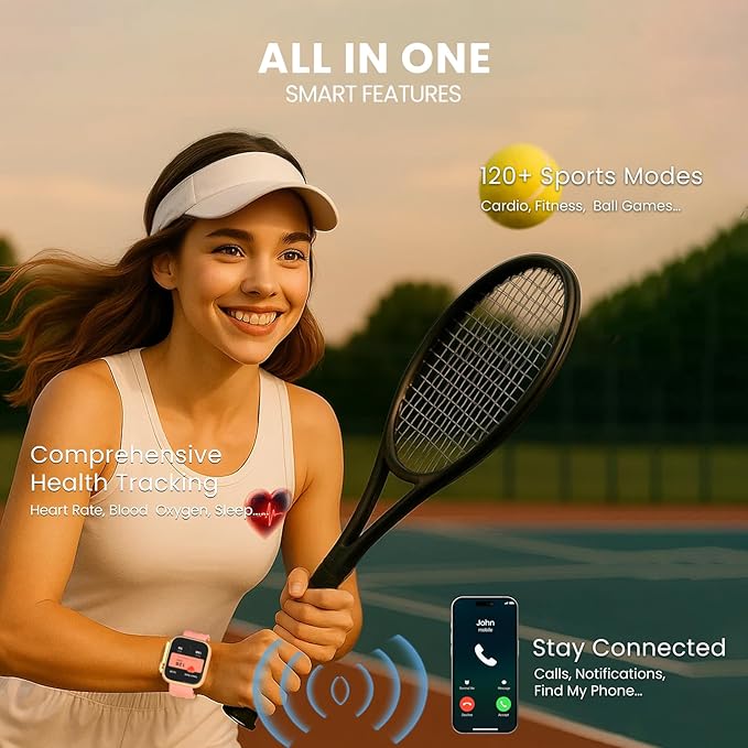 Fila Smart Watch with Bluetooth Calls, 1.83" Screen Fitness Tracker for Men Women, IP67 Waterproof, 120+ Workout Modes, 24/7 Heart Rate/Sleep Tracking, iOS Android Compatible - SW70 (Black)