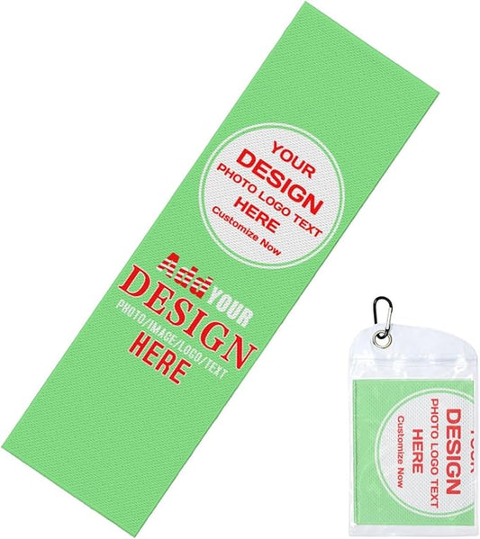 Custom 1-200 Pack Cooling Towel 40"x12", Design Your Team Logo Photo Ice Towel Personalized Soft Breathable Sport Towel Customized Workout Sweat Towel for Yoga Gym Activities (Light Green)
