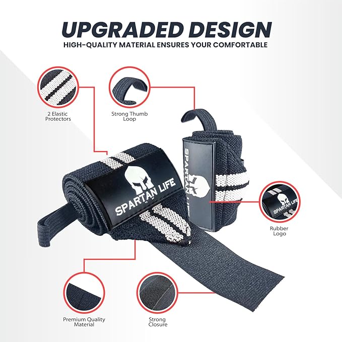 wrist wraps for weightlifting men & Women 18" Professional Quality Wrist Support with Heavy Duty Thumb Loop - Best Wrap for Powerlifting Competition, Strength Training, Bodybuilding