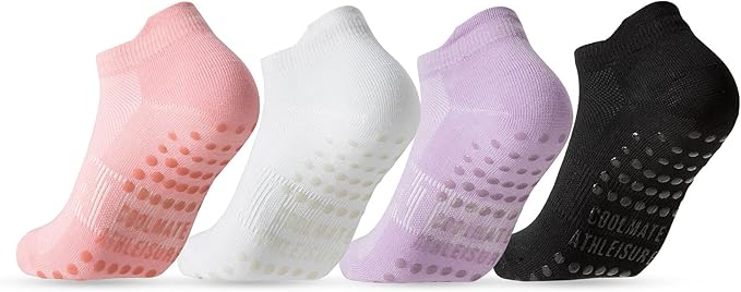 CoolMate Pilates Socks with Grips for Women, Yoga Socks, Crew Non Slip Women for Workout, Barre, Pilates Gifts