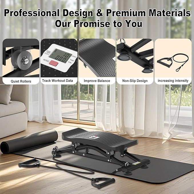 Ski Balancing Machine & Balance Board Trainer - Heavy-Duty 300LB Capacity Wobble Board with Resistance Bands & LCD Display for Cardio, Core and Full-Body Workouts