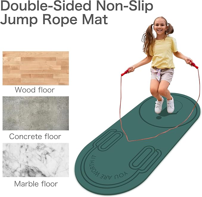Non-Slip Jump Rope Mat Shock Absorption Rope Skipping Mat for Adults & Children Home Indoor Workout Exercise Mat