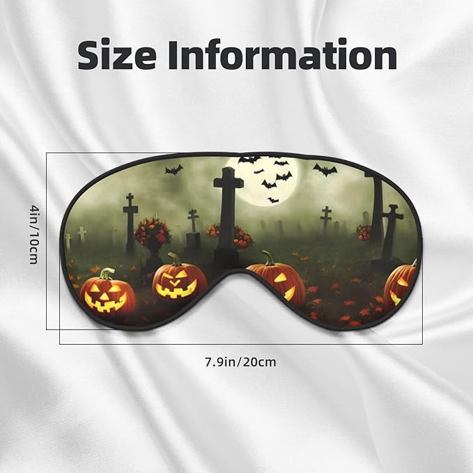 Sleep Eye Mask Halloween Pumpkin Spooky Graveyard at Night Sleep Mask for Women Men Comfortable Eye Mask with Adjustable Strap Soft Eye Cover Blindfold for Travel Yoga Nap Shift Work