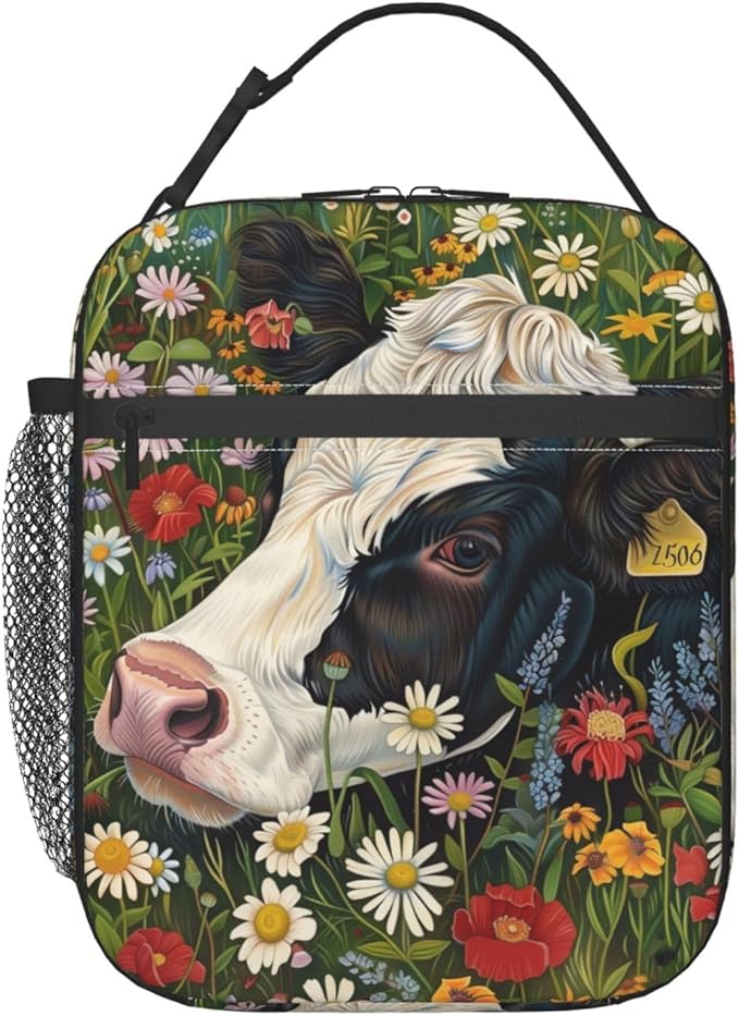 Cow Lunch Box for Women Men, Insulated Lunch Box Reusable Portable Lunch Bag Cooler Tote Waterproof Lunch Container for Office Picnic Work Travel