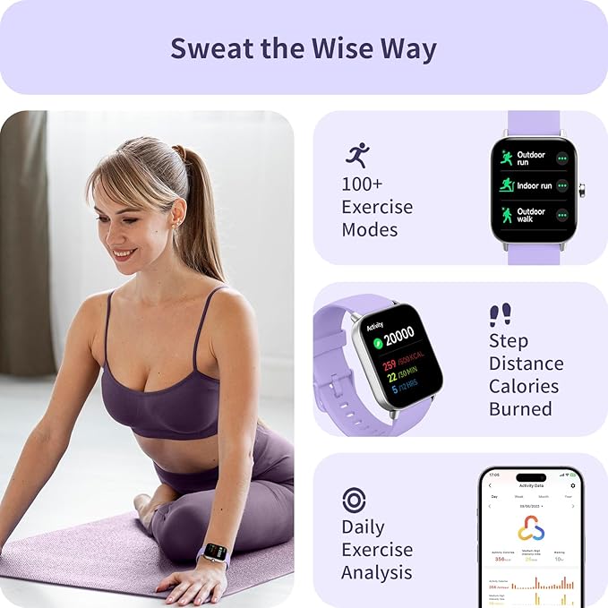 Gydom Smart Watches for Women, Alexa Built-in, 1.8" Activity Fitness Tracker, Make/Answer Call, Heart Rate/Sleep/SpO2 Monitor, Pedometer, IP68 Waterproof Watch for Android iPhone, 101+ Sport Modes