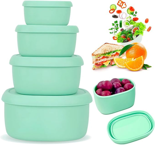 Anatole Silicone Food Storage Containers 4 Pcs Lunch Bento Box with Lids Leakproof Dishwasher Microwave Oven Freezer Safe BPA Free CPC Certified (30oz 20oz 10oz 6.7oz)