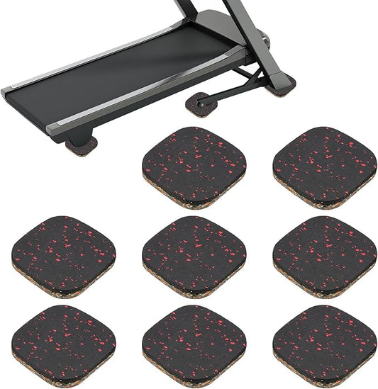 PATIKIL 8 Pcs Treadmill Mat Pads, 4x4x0.6 High Density Foam Anti Vibration Pad Sound Proof Floor Mat Exercise Equipment Mat for Carpet Protect Noise Reduction Home Gym, Red