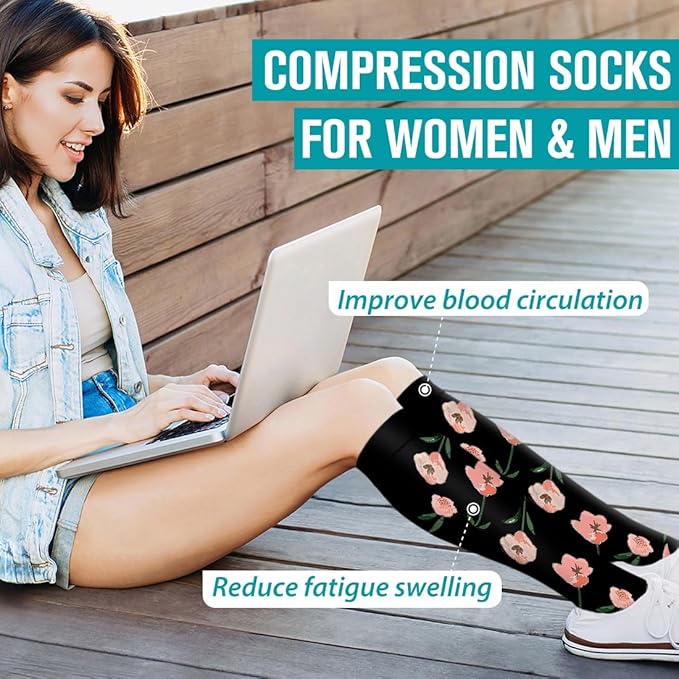 BLUEENJOY Copper Compression Socks for Women & Men (6 pairs) - Best Support for Nurses, Running, Hiking, Recovery