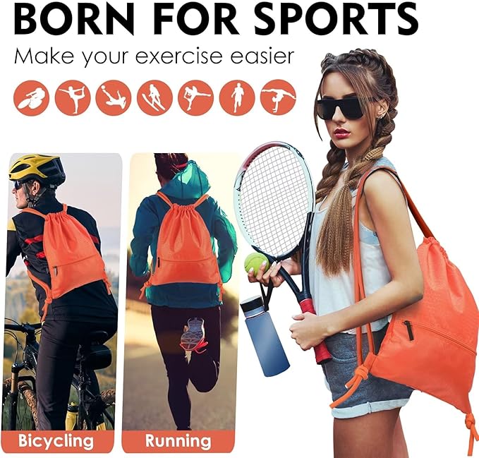 GAENMESH Drawstring Backpack Bag for Sports Lightweight Foldable Gym Bag with Sturdy Draw Cord Shoulder Strap Hiking Travel Camping