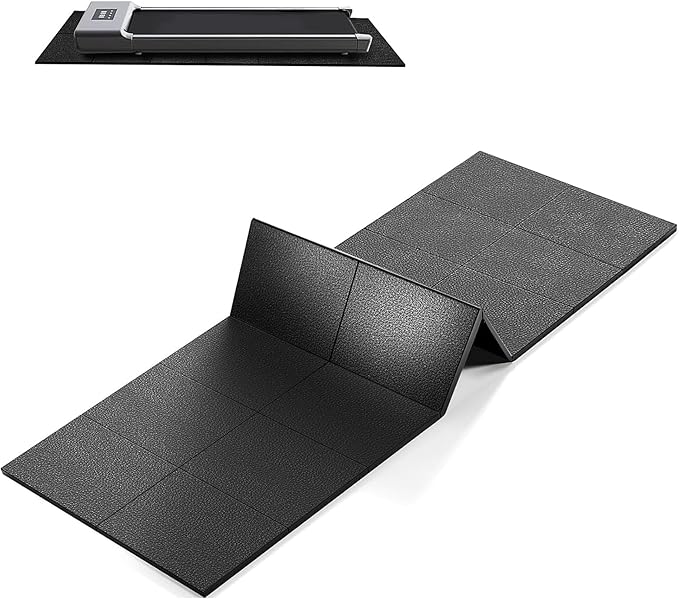 Treadmill Mat, Exercise Equipment Mat 63"x30", 1/4" Thick, Foldable Non-Slip Waterproof Surface for Walking Pad, Stationary Bike, Elliptical, Carpet & Hardwood Floor Protection, Noise Reduction