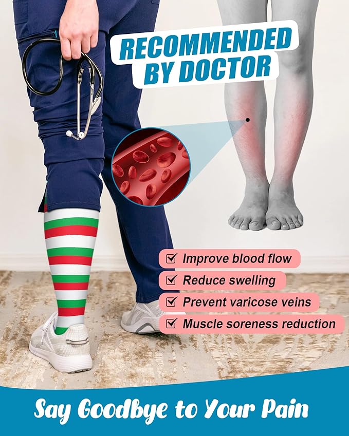 FuelMeFoot 6 Pairs Compression Socks for Women & Men 15-20mmHg Graduated Support Knee High Socks for Nurses, Travel, Athletic