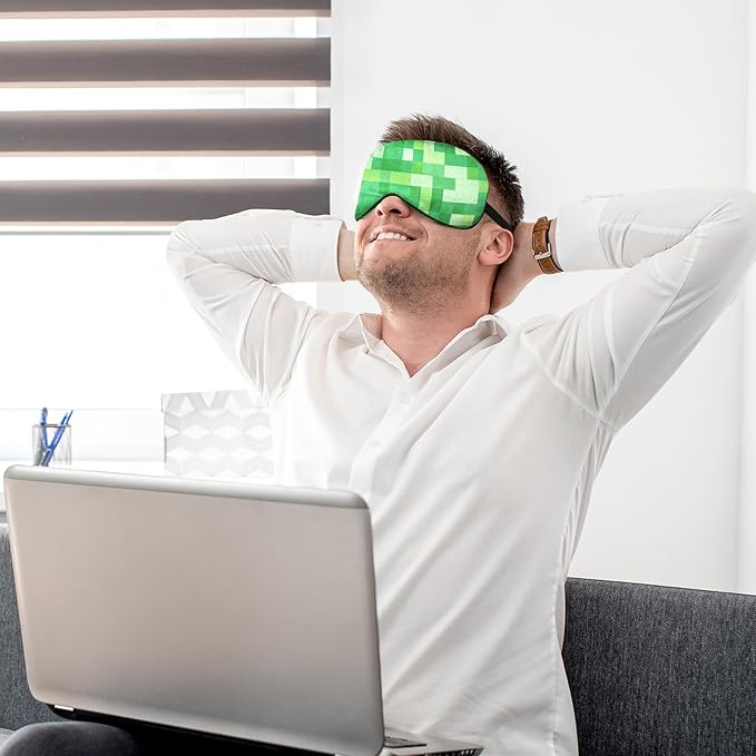 2 Pcs Sleep Mask for Kids Boys, Silk Eye Covers for Sleeping, Adjustable Strap & Light Blocking Design, Adult Children's Bedtime Blindfold for Travel and Home Use (My World)