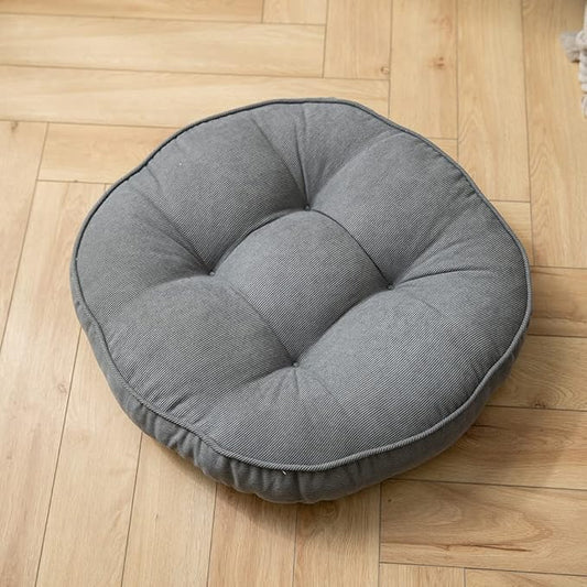 Corduroy Chair Pads Seat Cushion Soft Thicken Bedroom Living Room Floor Tatami Cushion Round Seat Pad for Kids Reading Adult Office,1 Count (Grey,22"x22")