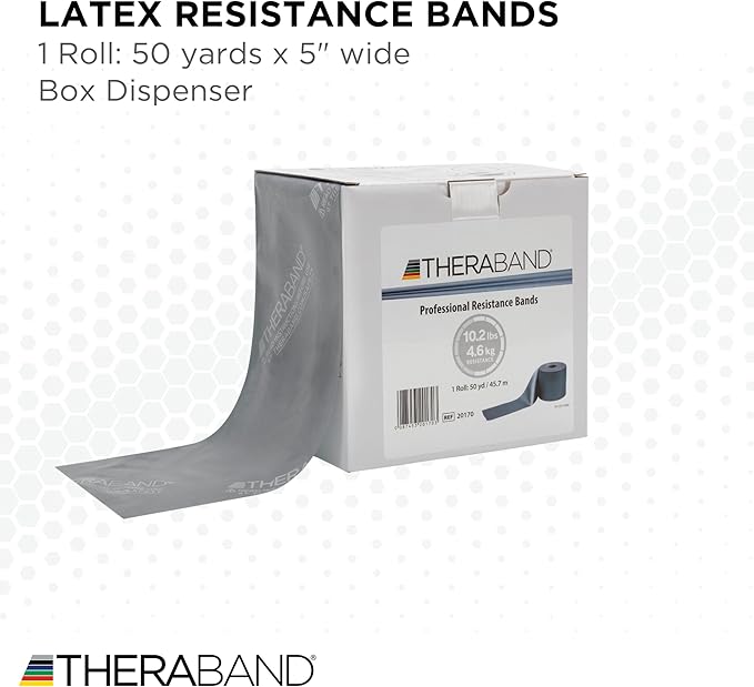 THERABAND Resistance Band, Black, Special Heavy, 50-Yard Roll, Latex Elastic Band for Exercise