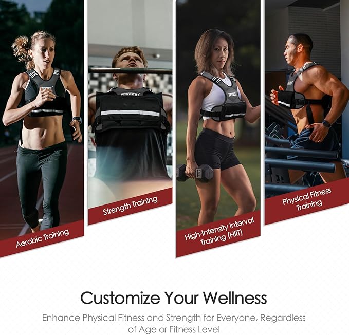 Feyachi Adjustable Weighted Vest - 3-12 lbs/12-20 lbs/20-32 lbs X Type Weight Vest with Reflective Stripe Ideal for Running Workout and Training