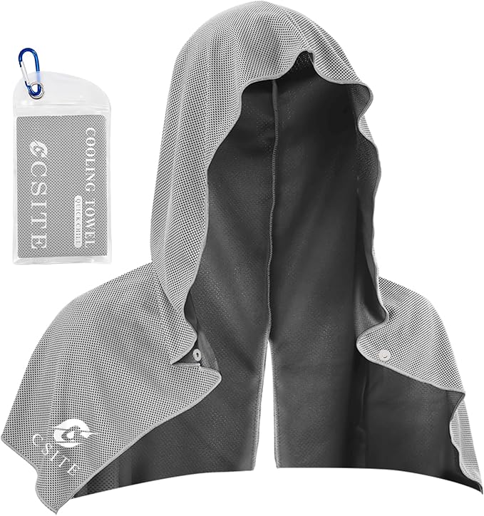 Cooling Hoodie Towels, Instant Cooling Towels for Neck and Face, UPF 50 Sun Protection, Ice Towel for Hot Weather, Head Towel for Sports, Camping, Cycling & More Activities