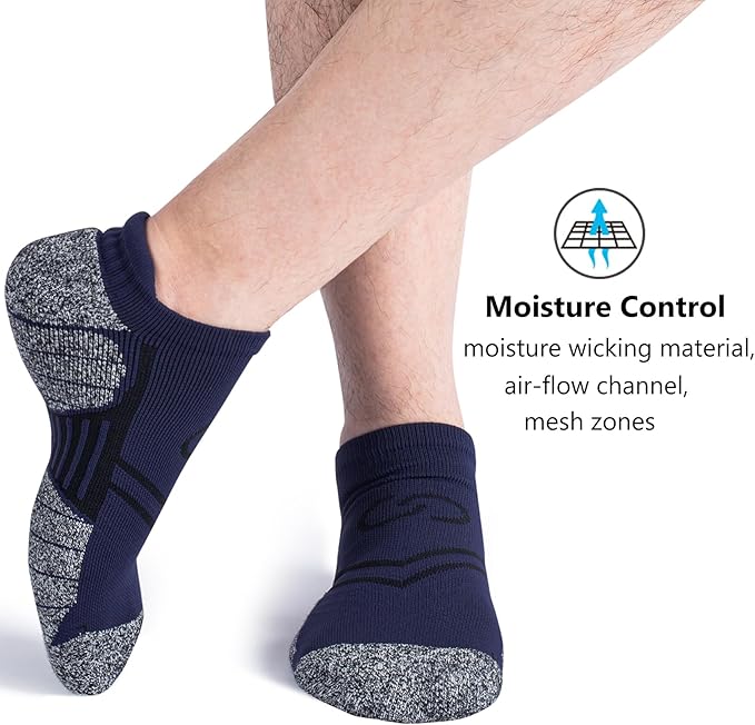 CWVLC No Show Sports Compression Socks for Men Women with Cushion (4/8 Pairs)