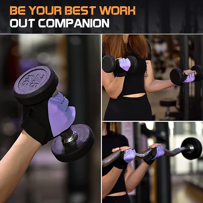 Sunnex Gym Gloves - Fingerless, Breathable Workout Gloves for Weightlifting, Cycling & More
