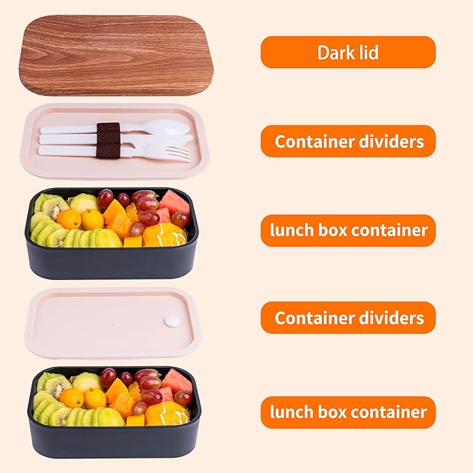 Bento Box Adult Lunch Box with Leakproof 54OZ Black