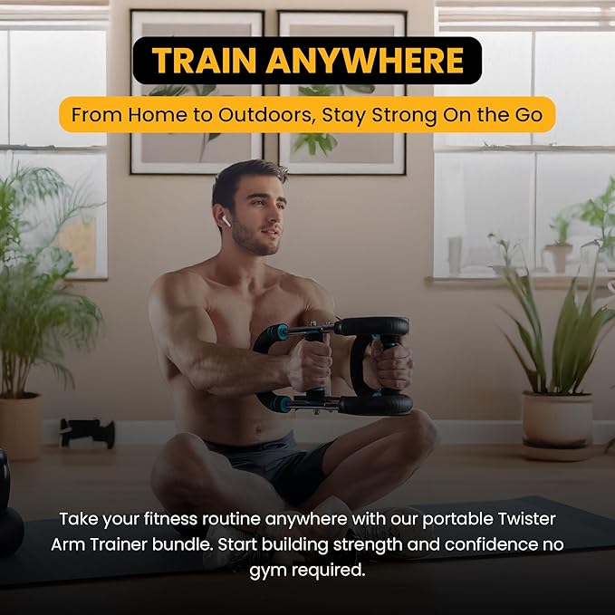 Twister Arm Trainer for Men & Women – 60–90 lbs Resistance with Adjustable Hand Grip Strengthener – Upper Body Workout & Fitness Equipment – Includes Travel Bag