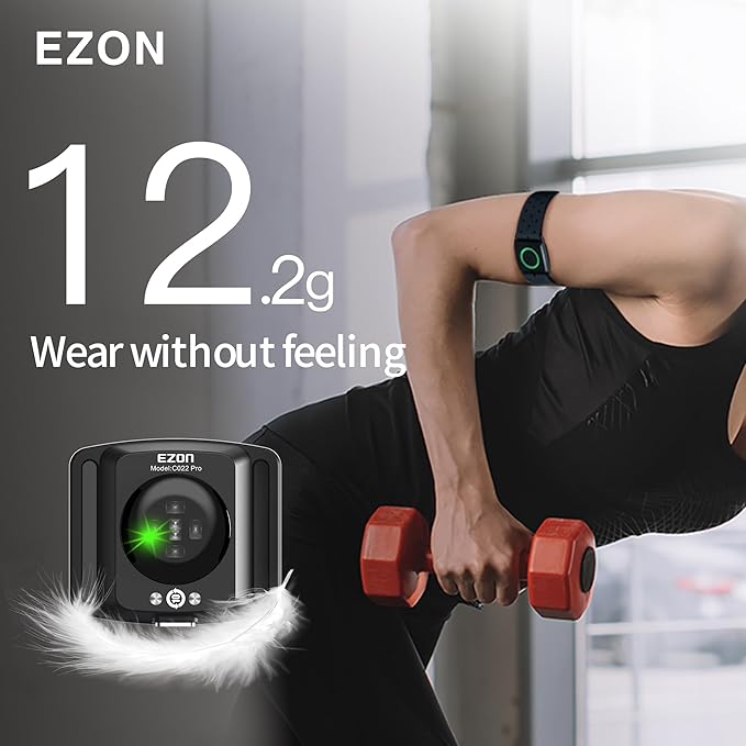 EZON Heart Rate Monitor C022Pro,Bluetooth& ANT+ Heart Rate Monitor Armband with HR Zone LED Indicator,Optical HRM Sensor for Running Cycling Gym,Compatible with Peloton/Wahoo/Polar/Strava