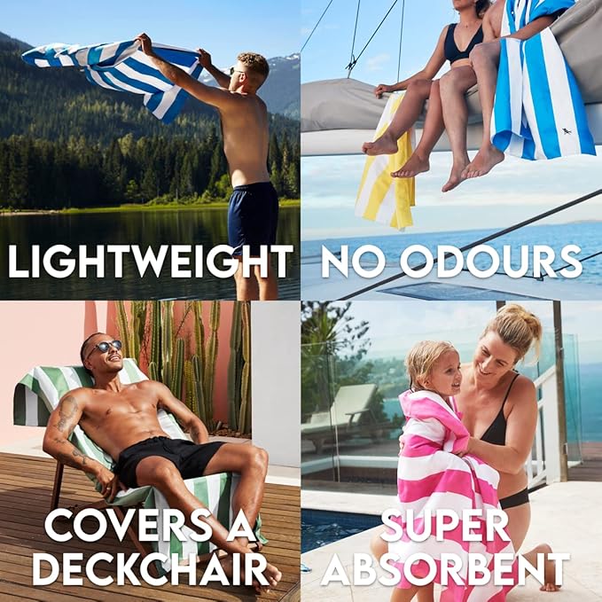 Dock & Bay Customized Beach Towel - Quick Dry, Sand Free - Compact, Lightweight - 100% Recycled - Includes Bag - Cabana Light - Goa Grey- Large