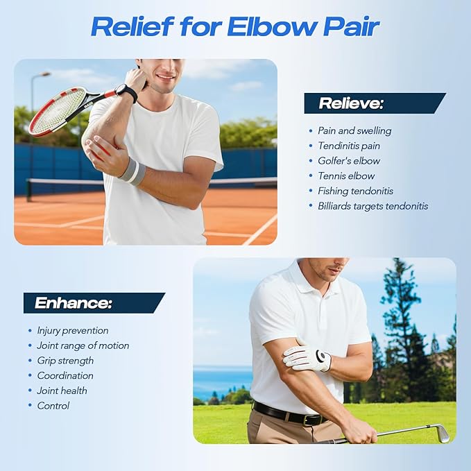 Flex Therapy Bar - Tennis & Golfers Elbow Therapy Bar, Relieve Tendonitis Pain & Improve Grip Strength, Twist Bar for Physical Therapy, Fitness Resistance Bar Equipped with 3 PCS Bar & 5 PCS Bands