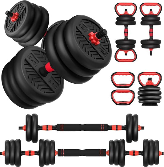 Adjustable Dumbbell, 20/30/40/60/80lbs Dumbbells Set, 4-in-1 Free Weights for Women/Men Workout Equipment Used as Barbell/Kettlebells/Push up Stand for Home Gym