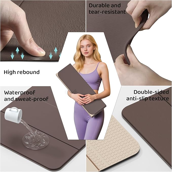 Foldable Yoga Mat,Exercise Mats for Home Workout,Comfortable and Durable,8mm Thick-Portable Folding Mat,Non Slip,Pilates Mat Thick,Outdoor Use,Meditation,Travel,Camping（71"x24" x0.31"）