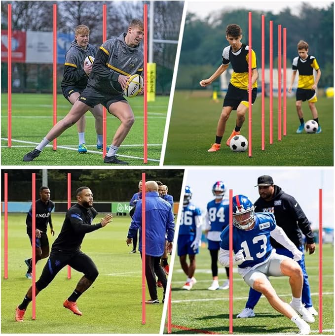 HOTOOLME Agility Training Poles Equipment Soccer Training Equipment includes 6 Agility Poles,Agility Ladder, 10 Soccer Cones,Jump Rope for Speed Training, Soccer Training, Basketball Athletes & Kids