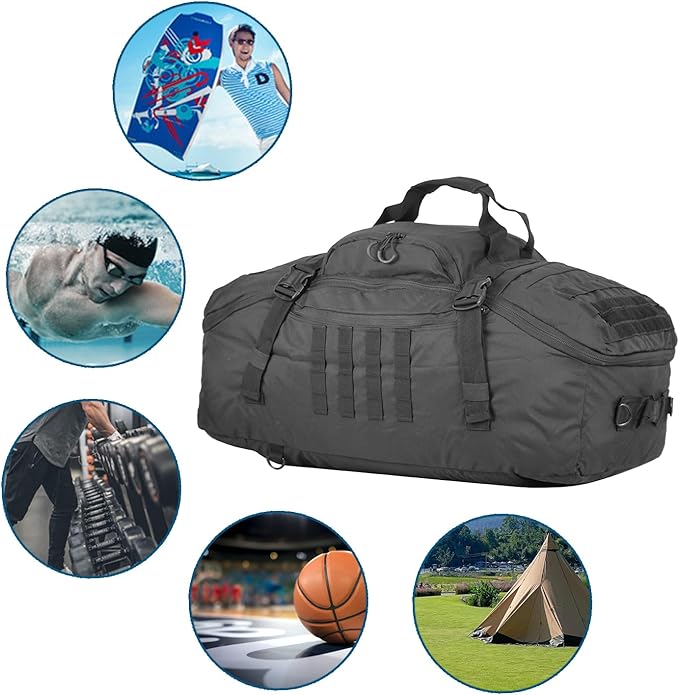 Gym Backpack for Men Sports Duffel Bag Gym Bags Travel Backpack with Three Ways of Carrying (BLACK-60L)