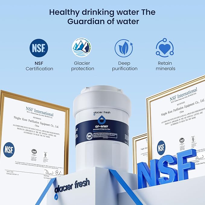 GLACIER FRESH Replacement for MWF Refrigerator Water Filters, SmartWater MWFP, MWFA, GWF, HDX FMG-1, WFC1201, RWF1060, 197D6321P006, Kenmore 9991, 3 Pack