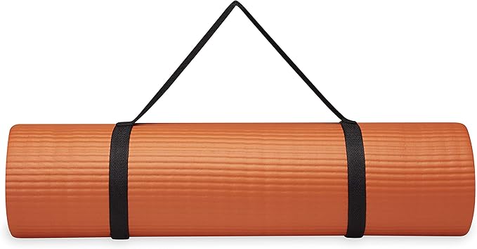 Gaiam Essentials Thick and Thin Yoga Mat Fitness & Exercise Mat with Easy-Cinch Carrier Strap