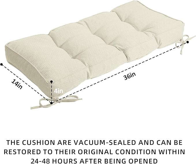 Detiblue Bench Cushion for Indoor Furniture，36x14x4Inch Tufted Bench Seat Cushion with Non-Slip, Comfortable and Durable for Shoe/Entryway/Storage with Cushion（CrossLinen Beige）