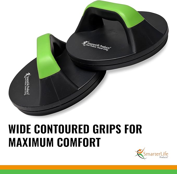 SmarterLife Push-Up Bar for Men & Women - Push-Up Handles for Floor to Prevent Elbow & Wrist Strain, Wide Grips with Non-Slip Rubber Pads for Comfort - Two Push-Up Bars & Workout Guide Included