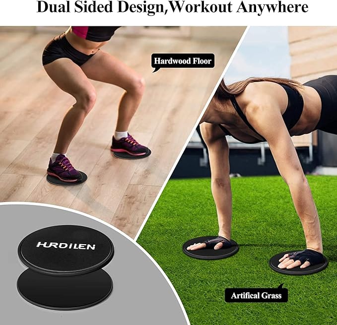 Core Sliders, Exercise Gliding Discs Dual Sided Use on Carpet and Hardwood Floors, Lightweight and Perfect Fitness Apparatus for Training Abdominal Core Strength