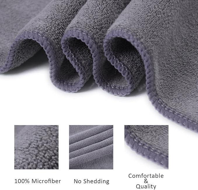 JML Microfiber Towels, Bath Towel Sets (6 Pack, 27" x 55") - Extra Absorbent, Fast Drying, Multipurpose for Bath, Swimming, Fitness, Sports, Yoga, Grey, Yellow, Green